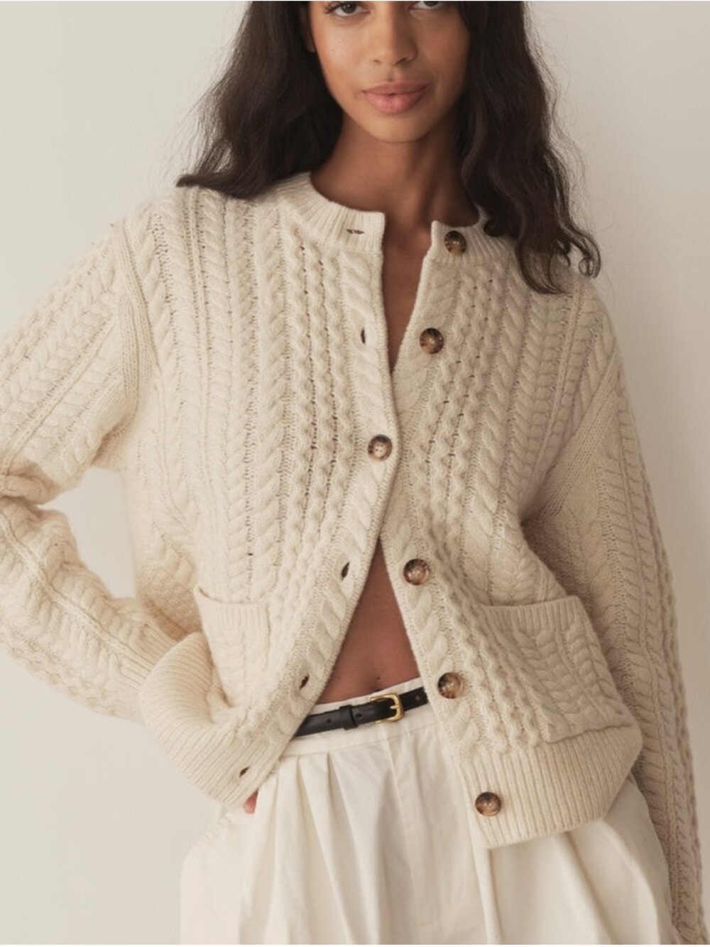 DÔEN Marilene Cardigan in Ivory